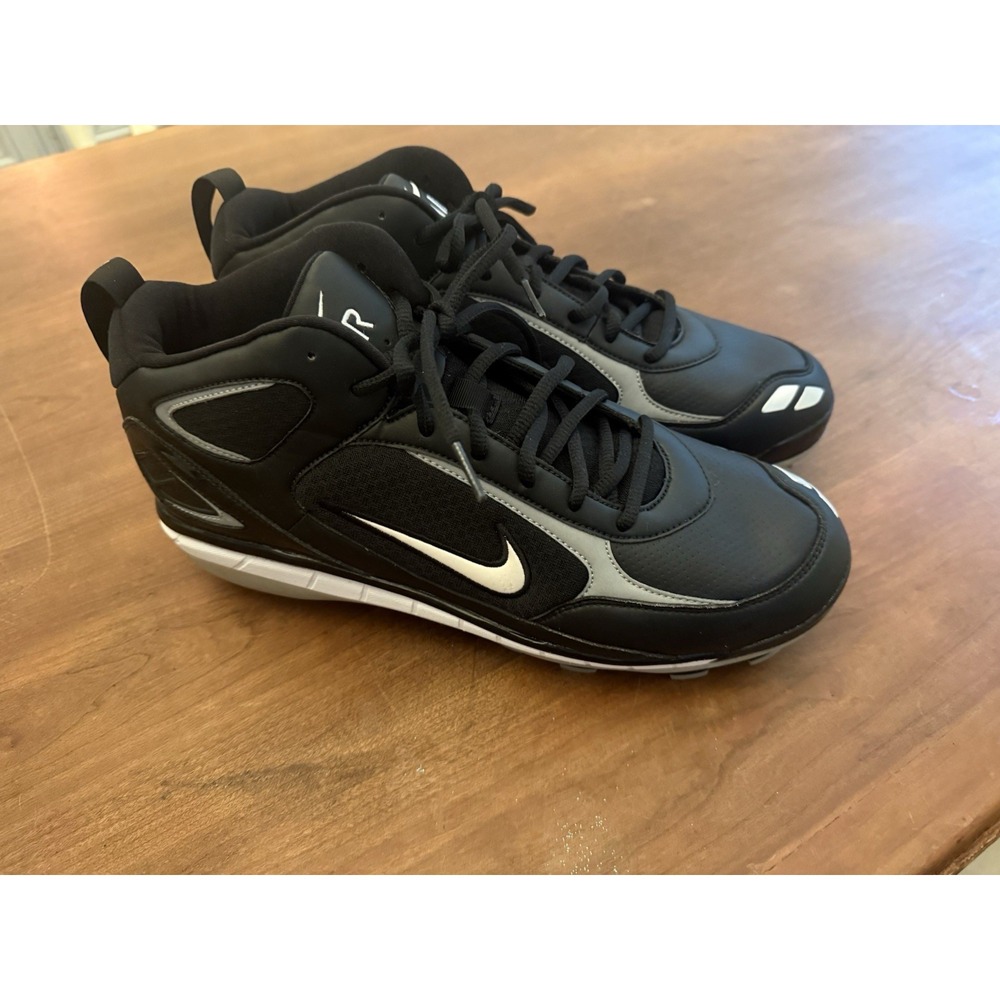 Vintage 2007 Nike Air Baseball Cleats Men 12.5 Black Silver NOS 317436-011
